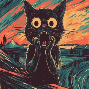 Gatito estilo el grito de Munch Fine Artic