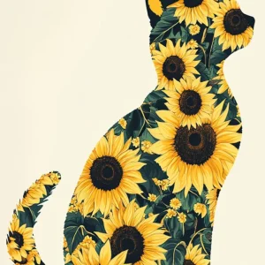Gatito hecho de girasoles Fine Artic