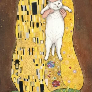 Gato blanco parodia Klimt Fine Artic