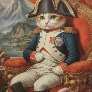 Gato vestido de Napoleón vintage Fine Artic