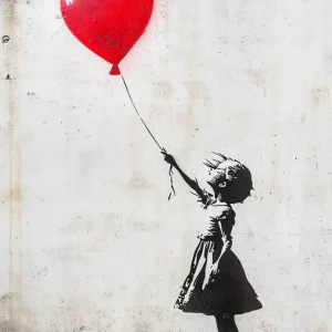 Globo de corazón estilo Banksy Fine Artic