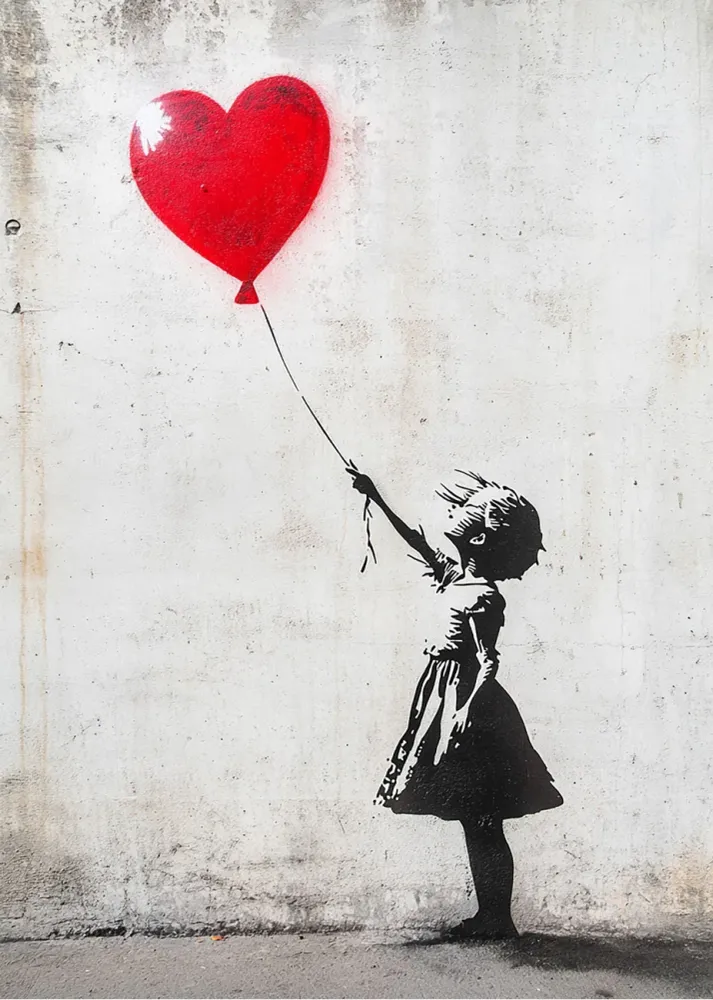 Globo de corazón estilo Banksy Fine Artic