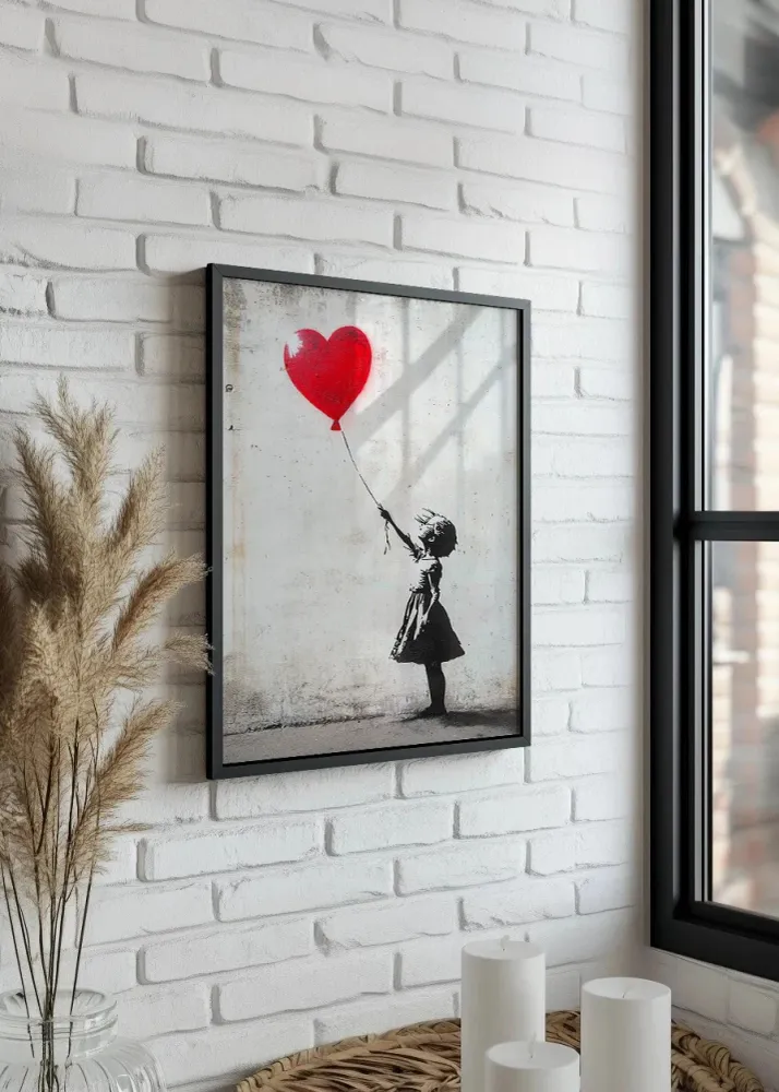 Globo de corazón estilo Banksy Fine Artic