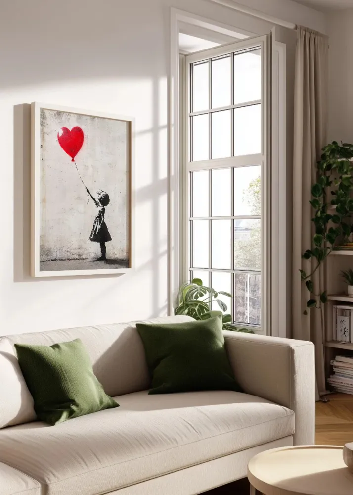 Globo de corazón estilo Banksy Fine Artic