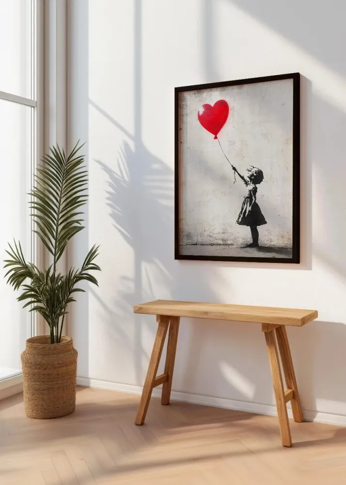 Globo de corazón estilo Banksy Fine Artic