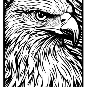 Águila diseño Linocut - blanco y negro Fine Artic