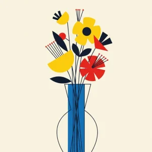 Jarrón con flores Bauhaus Fine Artic