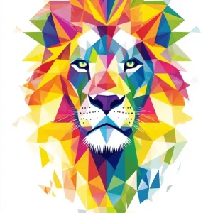 León cubista de colores Fine Artic