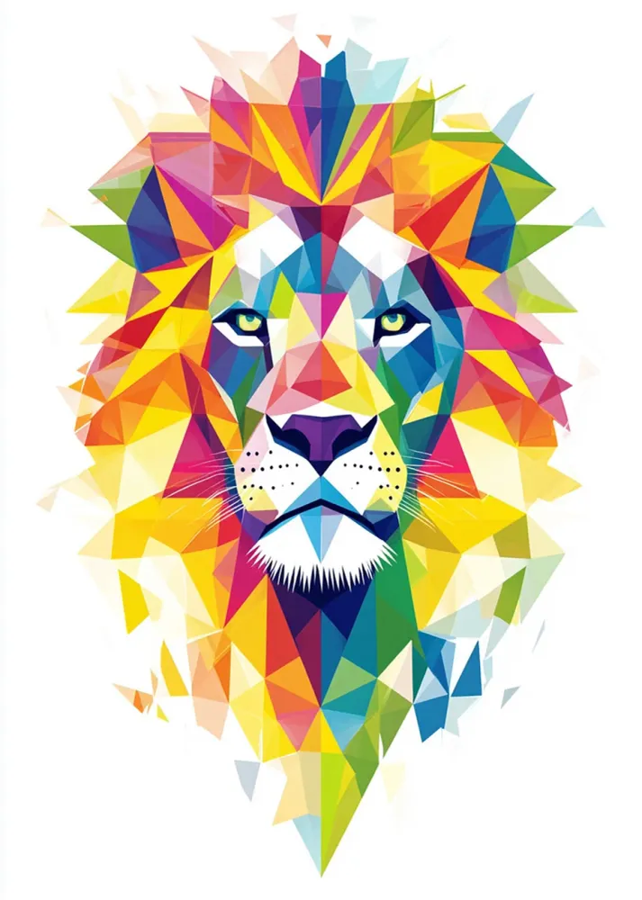 León cubista de colores Fine Artic