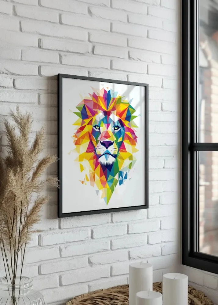 León cubista de colores Fine Artic