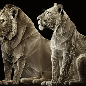 León y leona en formas Fine Artic