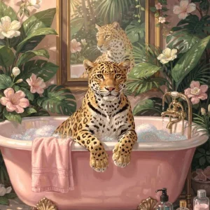 Leopardo en la bañera maximalismo Fine Artic