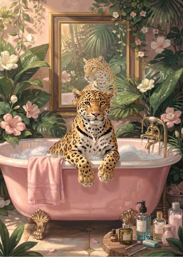 Leopardo en la bañera maximalismo Fine Artic