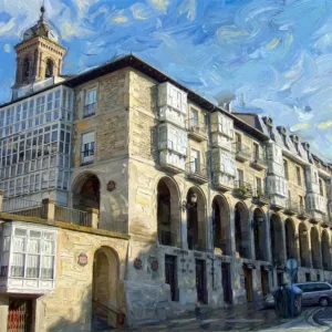 Los Arquillos de Vitoria estillo Van Gogh Fine Artic