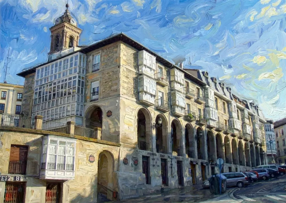 Los Arquillos de Vitoria estillo Van Gogh Fine Artic