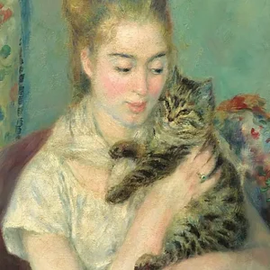 Mujer con un gato (Renoir) Fine Artic