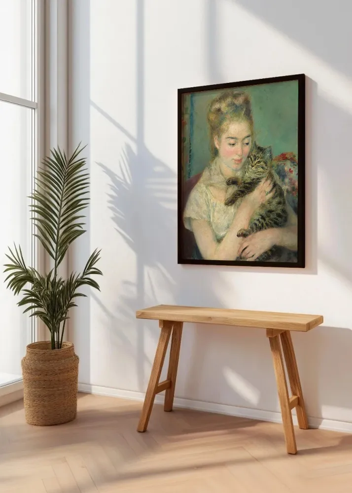 Mujer con un gato (Renoir) Fine Artic