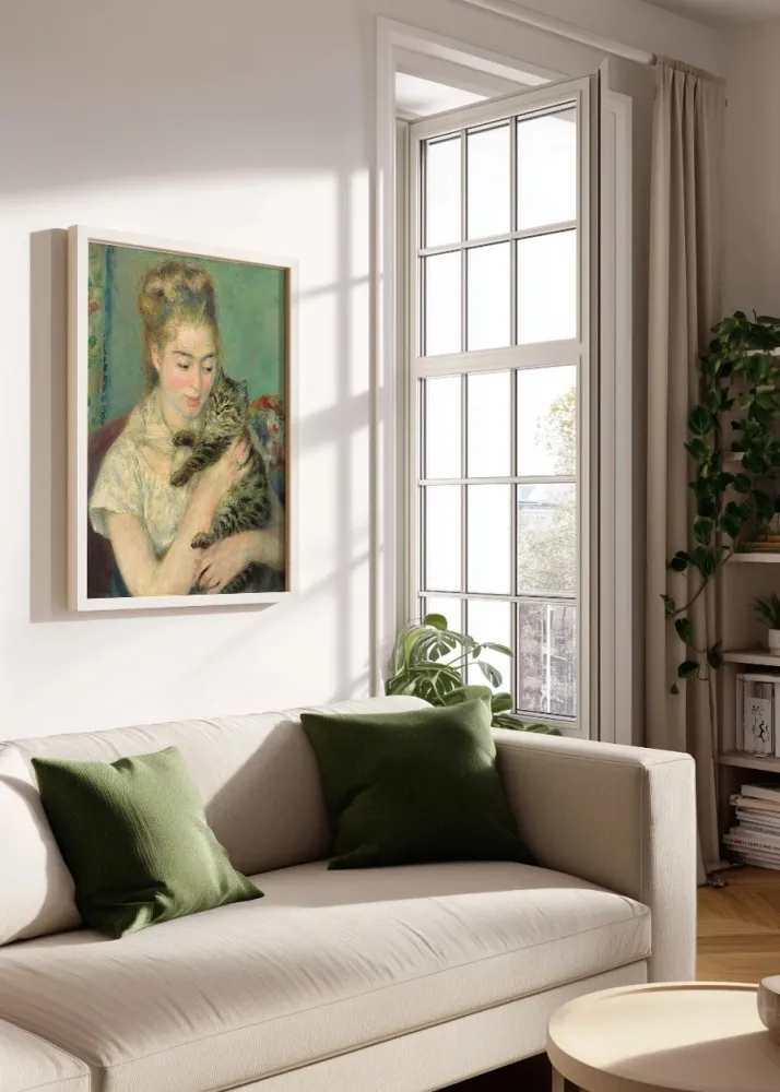 Mujer con un gato (Renoir) Fine Artic
