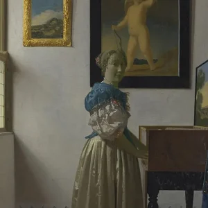 Mujer tocando el virginal (Johannes Vermeer) Fine Artic