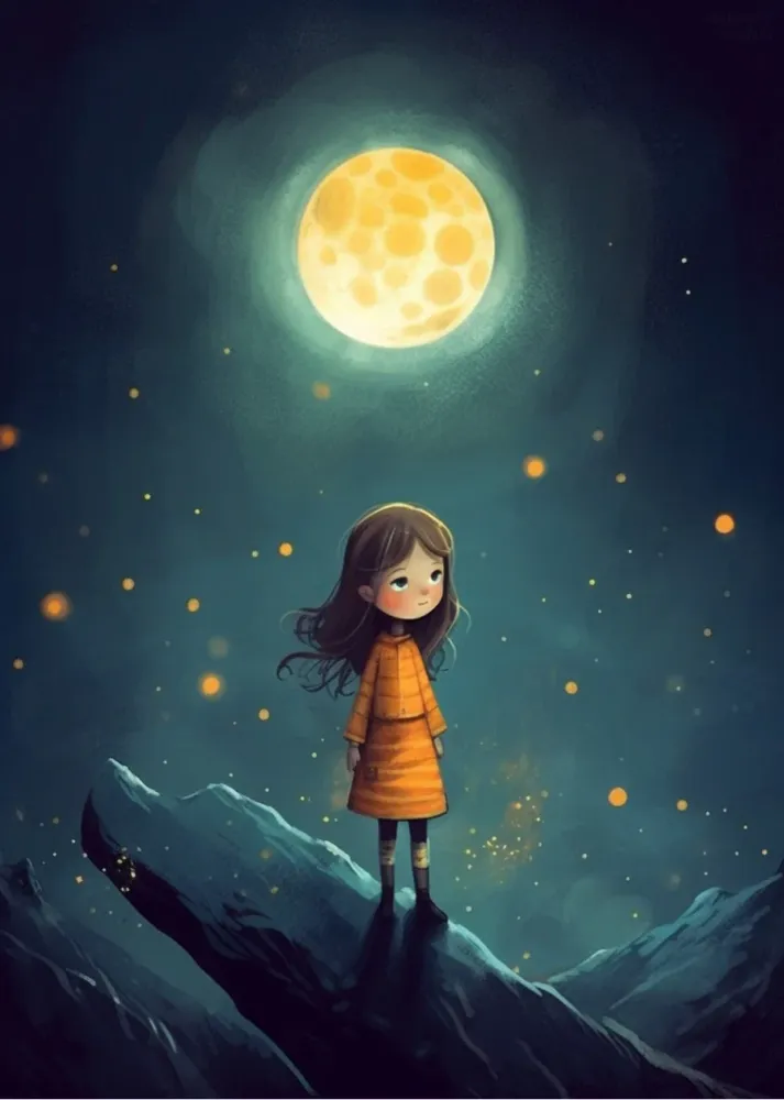 Niñ bajo la luna Fine Artic