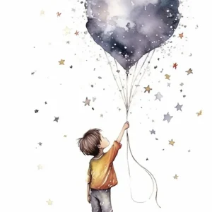 Niño sujetando un globo Fine Artic