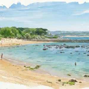 Playa de La Magdalena estilo acuarela Fine Artic