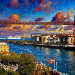 Puente de Vizcaya estilo óleo Fine Artic