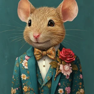 Ratón vestido como persona con traje Fine Artic