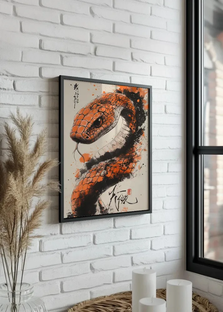 Serpiente estilo japonés en color naranja Fine Artic