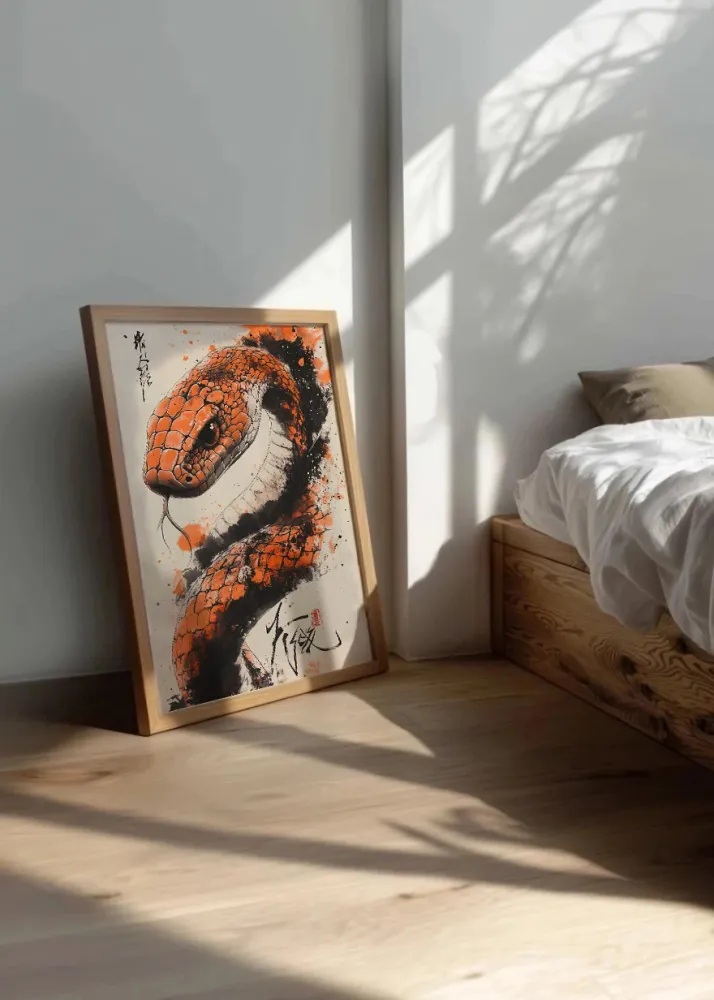 Serpiente estilo japonés en color naranja Fine Artic