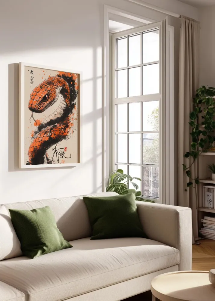 Serpiente estilo japonés en color naranja Fine Artic
