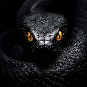 Serpiente negra de ojos naranjas Fine Artic
