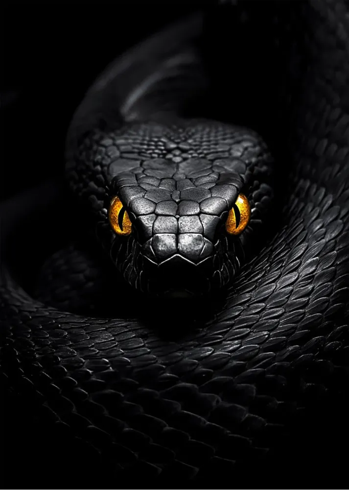 Serpiente negra de ojos naranjas Fine Artic