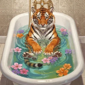 Tigre bañándose Fine Artic