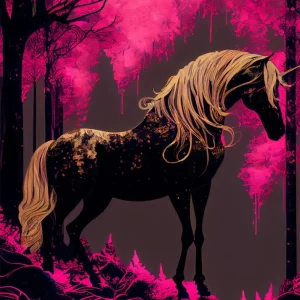 Unicornio en el bosque rosa Fine Artic