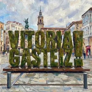 Vitoria - Gasteiz letrero green - Impresionista Fine Artic