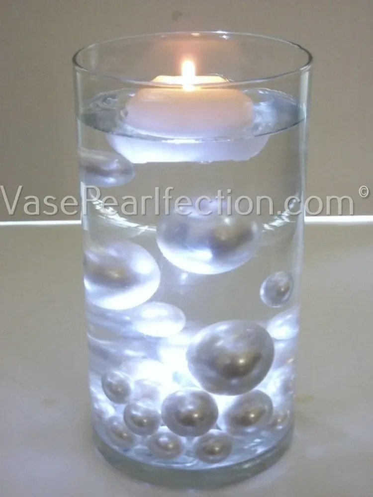 Luces de té LED sumergibles, blancas - prueba de agua Floating Pearls | Vase Pearlfection