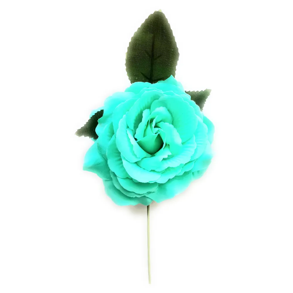 Flor Flamenca Pelo Mediana Ø13cm · Verde Agua