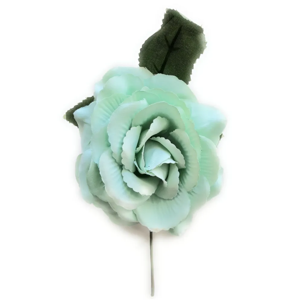 Flor Flamenca Pelo Mediana Ø13cm · Verde Menta