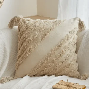 Cojín beige con tejido texturizado, 45x45 cm, NEVADA FLORENCE