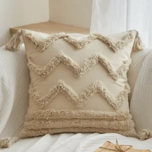 Cojín beige con tejido texturizado, 45x45 cm, YONU FLORENCE
