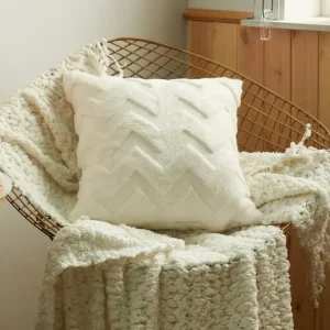 Cojín cuadrado de 45x45 cm en suave estampado de espiga beige HARRY FLORENCE