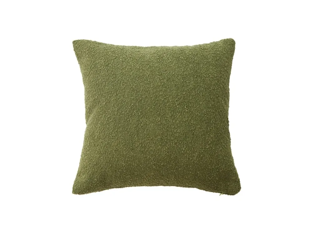 Cojín cuadrado EDEN de 45x45 cm en tela efecto piel de oveja verde oliva FLORENCE