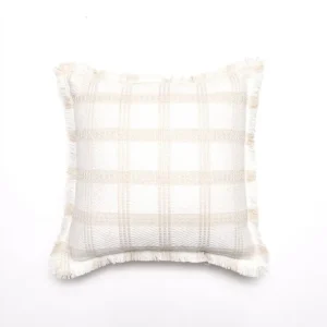 Cojín de cuadros blancos y beige 45x45 cm WARMY FLORENCE