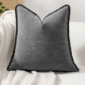 Cojín gris con rayas y costuras negras, 45x45 cm, ZIGGY FLORENCE