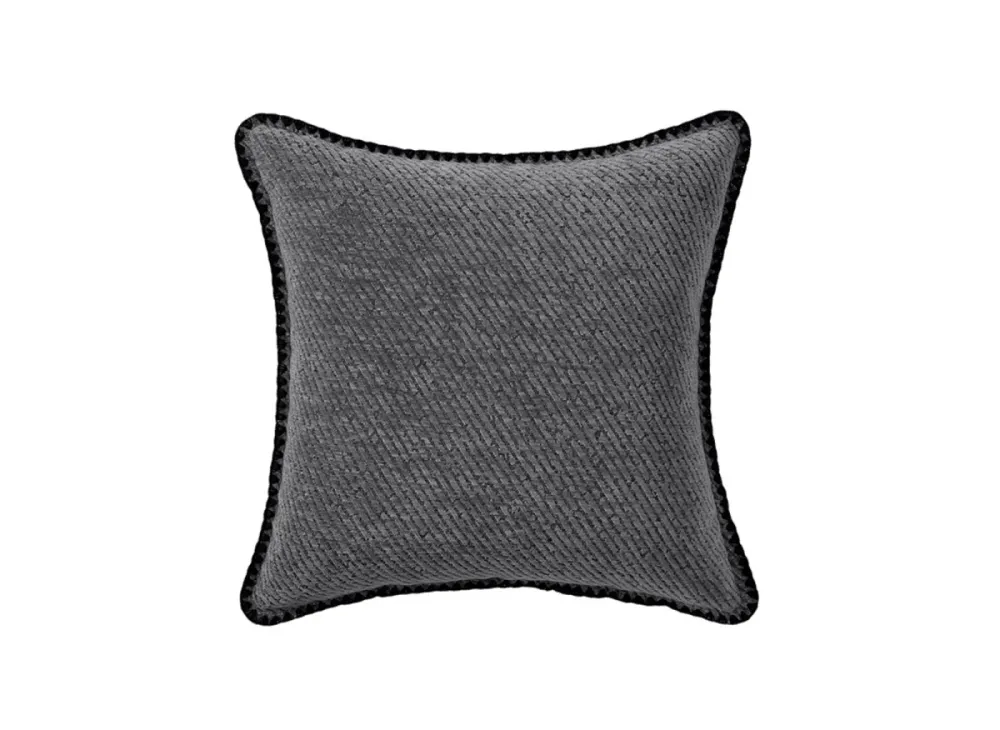 Cojín gris con rayas y costuras negras, 45x45 cm, ZIGGY FLORENCE