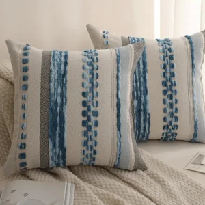 Cojín NEXUS texturizado azul y blanco roto 45x45 cm FLORENCE