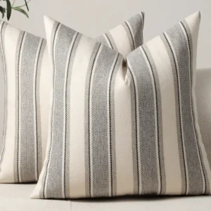 Cojín de rayas beige y gris 45x45 cm RIVIERA FLORENCE