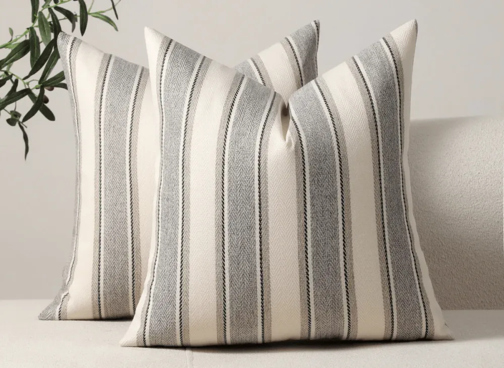 Cojín de rayas beige y gris 45x45 cm RIVIERA FLORENCE