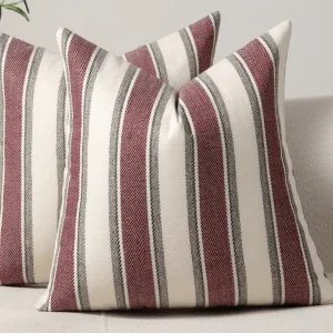 Cojín rayas beige y rojo 45x45 cm RIVIERA FLORENCE